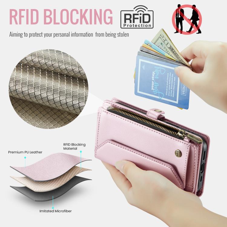 CaseMe C36 Card Slots Zipper Wallet RFID Anti-theft Leather Phone Case, For Samsung Galaxy S25 5G, For Samsung Galaxy S25+ 5G, For Samsung Galaxy S25 Ultra 5G, For Samsung Galaxy A16 5G