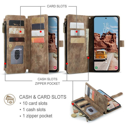 CaseMe C30 Card Slots Zipper Wallet Leather Phone Case, For Samsung Galaxy S25+ 5G, For Samsung Galaxy S25 Ultra 5G, For Samsung Galaxy A16 5G