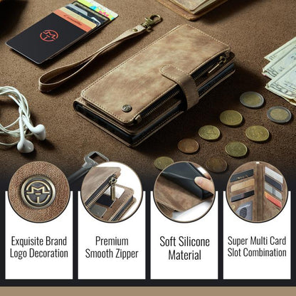 CaseMe C30 Card Slots Zipper Wallet Leather Phone Case, For Samsung Galaxy S25+ 5G, For Samsung Galaxy S25 Ultra 5G, For Samsung Galaxy A16 5G