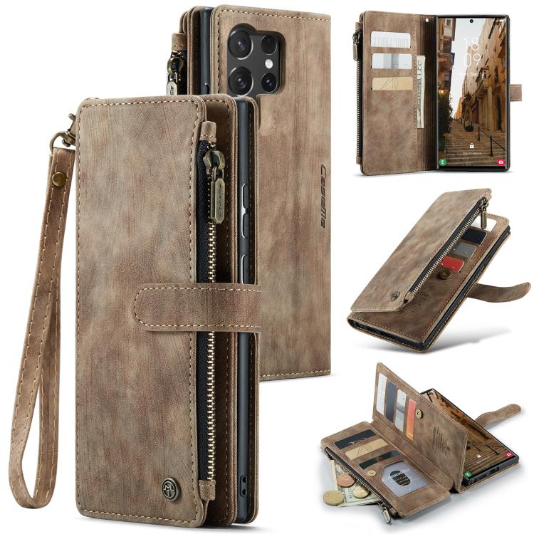 CaseMe C30 Card Slots Zipper Wallet Leather Phone Case, For Samsung Galaxy S25+ 5G, For Samsung Galaxy S25 Ultra 5G, For Samsung Galaxy A16 5G
