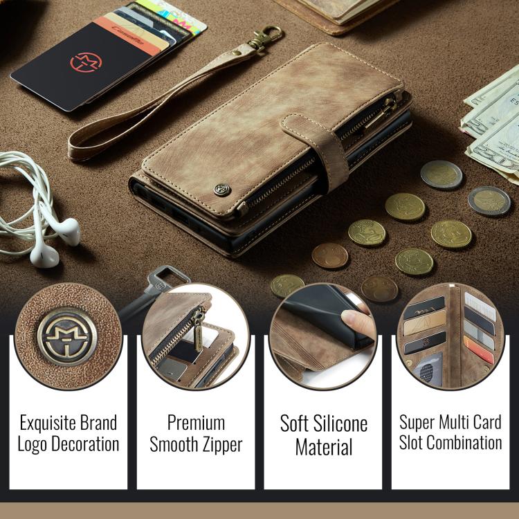 CaseMe C30 Card Slots Zipper Wallet Leather Phone Case, For Galaxy A56, For Galaxy A36, For Galaxy S25 5G, For Galaxy S25+ 5G, For Galaxy S25 Ultra 5G, For Galaxy A16 5G