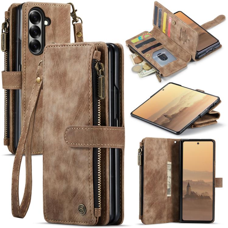 CaseMe C30 Card Slots Zipper Wallet Leather Phone Case, For Samsung Galaxy S26+ 5G, For Samsung Galaxy S26 Ultra 5G, For Samsung Galaxy S26 5G, For Samsung Galaxy S25 FE 5G, For Samsung Galaxy A17 4G, For Samsung Galaxy Z Fold7