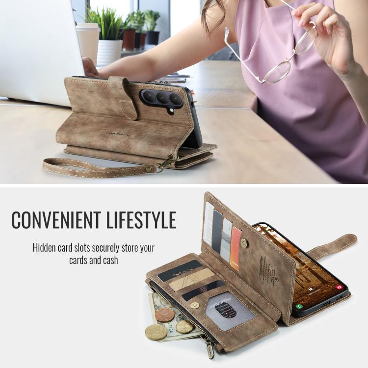 CaseMe C30 Card Slots Zipper Wallet Leather Phone Case, For Samsung Galaxy S26+ 5G, For Samsung Galaxy S26 Ultra 5G, For Samsung Galaxy S26 5G, For Samsung Galaxy S25 FE 5G, For Samsung Galaxy A17 4G, For Samsung Galaxy Z Fold7