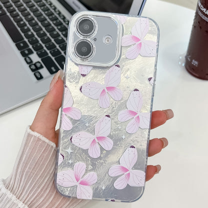 Plating Texture Butterfly TPU Phone Case with Glitter Lens Film, For iPhone 16e, For iPhone 16 Pro Max, For iPhone 16 Pro, For iPhone 16 Plus