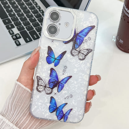 Plating Texture Butterfly TPU Phone Case with Glitter Lens Film, For iPhone 16, For iPhone 15 Pro Max, For iPhone 15 Pro, For iPhone 15