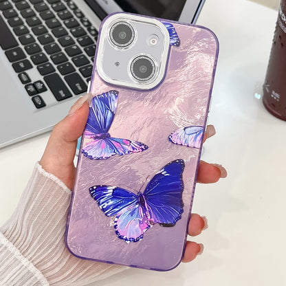 Plating Texture Butterfly TPU Phone Case with Glitter Lens Film, For iPhone 13 Pro, For iPhone 13