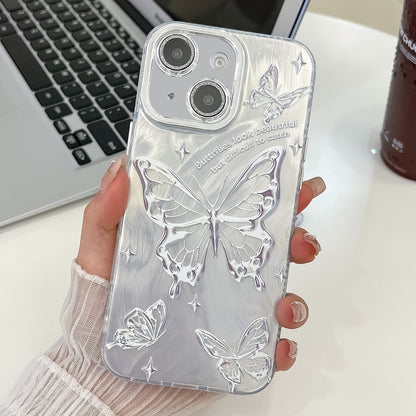 Plating Texture Butterfly TPU Phone Case with Glitter Lens Film, For iPhone 13 Pro, For iPhone 13