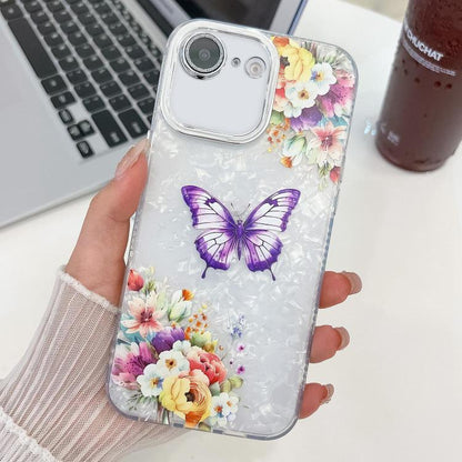 Plating Texture Butterfly TPU Phone Case with Glitter Lens Film, For iPhone 16e, For iPhone 16 Pro Max, For iPhone 16 Pro, For iPhone 16 Plus