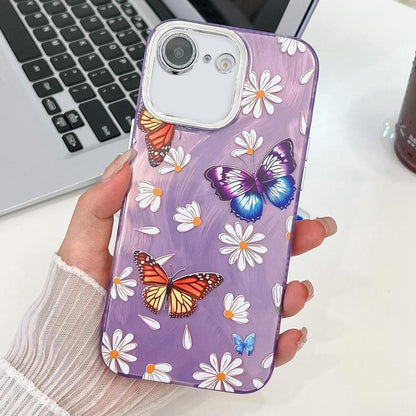 Plating Texture Butterfly TPU Phone Case with Glitter Lens Film, For iPhone 16e, For iPhone 16 Pro Max, For iPhone 16 Pro, For iPhone 16 Plus