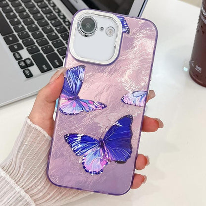 Plating Texture Butterfly TPU Phone Case with Glitter Lens Film, For iPhone 16e, For iPhone 16 Pro Max, For iPhone 16 Pro, For iPhone 16 Plus