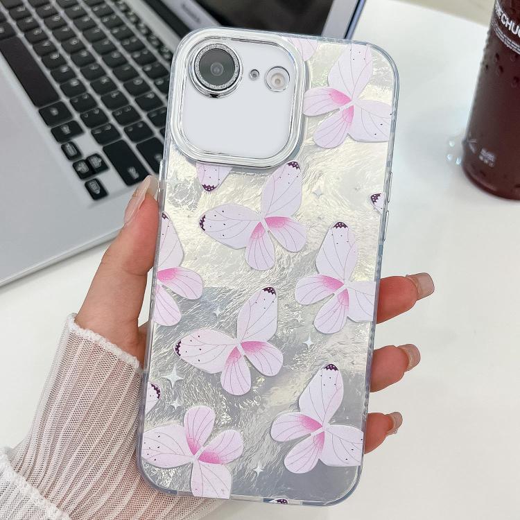 Plating Texture Butterfly TPU Phone Case with Glitter Lens Film, For iPhone 16e, For iPhone 16 Pro Max, For iPhone 16 Pro, For iPhone 16 Plus
