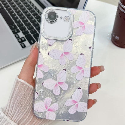 Plating Texture Butterfly TPU Phone Case with Glitter Lens Film, For iPhone 16e, For iPhone 16 Pro Max, For iPhone 16 Pro, For iPhone 16 Plus