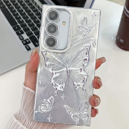 Plating Texture Butterfly TPU Phone Case with Glitter Lens Film, For Samsung Galaxy A35 5G, For Samsung Galaxy S24 Ultra 5G, For Samsung Galaxy S24+ 5G, For Samsung Galaxy S24 5G