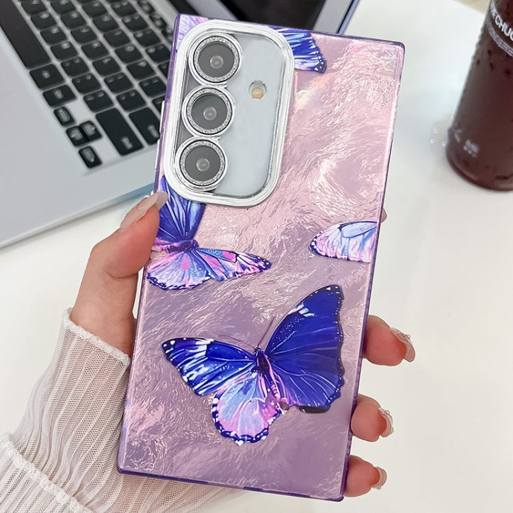 Plating Texture Butterfly TPU Phone Case with Glitter Lens Film, For Samsung Galaxy A36, For Samsung Galaxy S25 5G, For Samsung Galaxy S25+ 5G, For Samsung Galaxy S25 Ultra 5G
