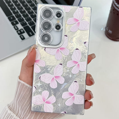 Plating Texture Butterfly TPU Phone Case with Glitter Lens Film, For Samsung Galaxy A36, For Samsung Galaxy S25 5G, For Samsung Galaxy S25+ 5G, For Samsung Galaxy S25 Ultra 5G