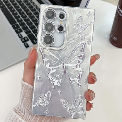 Plating Texture Butterfly TPU Phone Case with Glitter Lens Film, For Samsung Galaxy A36, For Samsung Galaxy S25 5G, For Samsung Galaxy S25+ 5G, For Samsung Galaxy S25 Ultra 5G