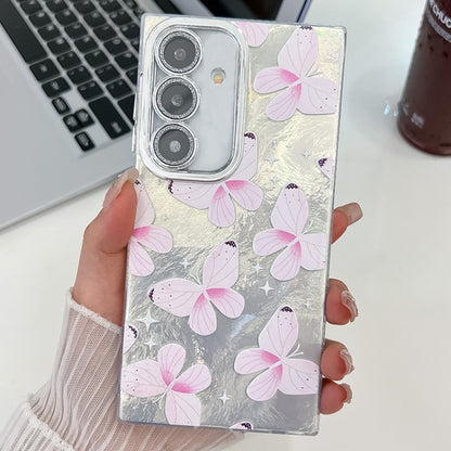 Plating Texture Butterfly TPU Phone Case with Glitter Lens Film, For Samsung Galaxy A16 5G, For Samsung Galaxy S24 FE 5G, For Samsung Galaxy A15 5G, For Samsung Galaxy A55 5G