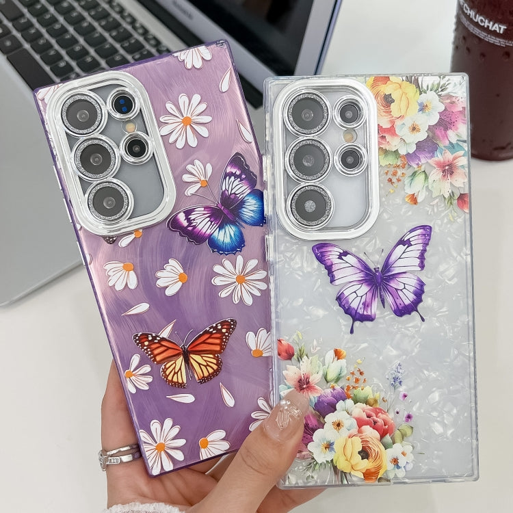 Plating Texture Butterfly TPU Phone Case with Glitter Lens Film, For Samsung Galaxy A25 5G, For Samsung Galaxy A54 5G, For Samsung Galaxy S23 Ultra 5G