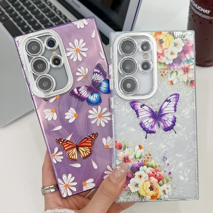 Plating Texture Butterfly TPU Phone Case with Glitter Lens Film, For Samsung Galaxy A25 5G, For Samsung Galaxy A54 5G, For Samsung Galaxy S23 Ultra 5G