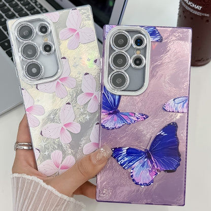 Plating Texture Butterfly TPU Phone Case with Glitter Lens Film, For Samsung Galaxy A25 5G, For Samsung Galaxy A54 5G, For Samsung Galaxy S23 Ultra 5G