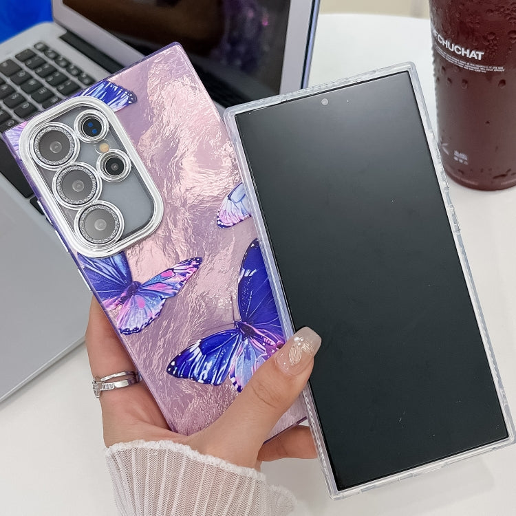 Plating Texture Butterfly TPU Phone Case with Glitter Lens Film, For Samsung Galaxy A16 5G, For Samsung Galaxy S24 FE 5G, For Samsung Galaxy A15 5G, For Samsung Galaxy A55 5G
