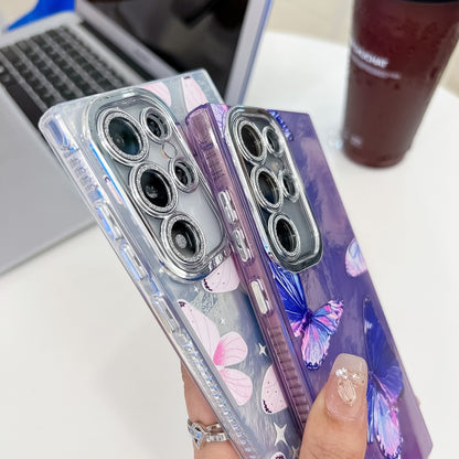 Plating Texture Butterfly TPU Phone Case with Glitter Lens Film, For Samsung Galaxy A16 5G, For Samsung Galaxy S24 FE 5G, For Samsung Galaxy A15 5G, For Samsung Galaxy A55 5G