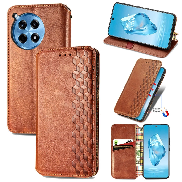 Cubic Grid Pressed Magnetic Leather Phone Case, For OnePlus 15, For OnePlus Ace 3 Pro