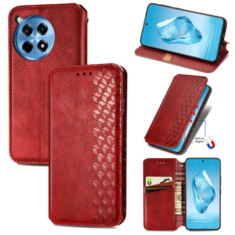 Cubic Grid Pressed Magnetic Leather Phone Case, For OnePlus 15, For OnePlus Ace 3 Pro