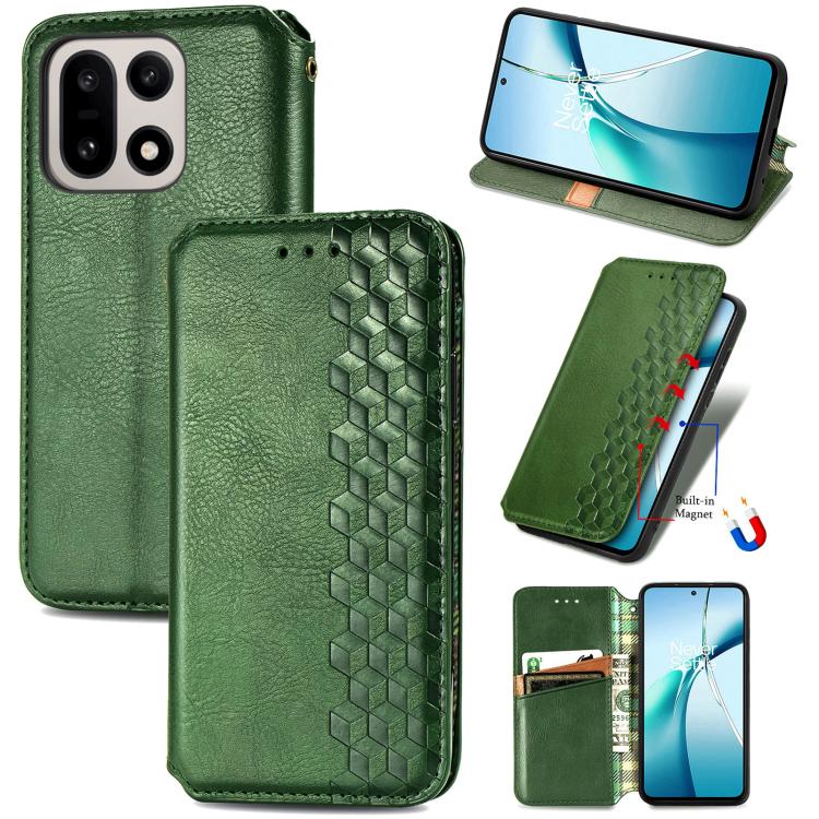 Cubic Grid Pressed Magnetic Leather Phone Case, For OnePlus 15, For OnePlus Ace 3 Pro