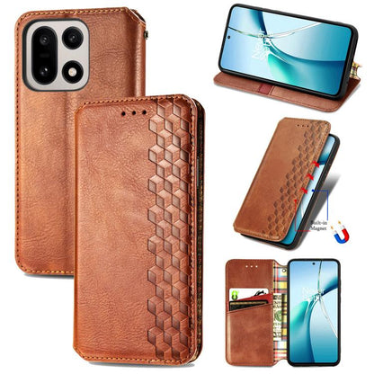 Cubic Grid Pressed Magnetic Leather Phone Case, For OnePlus 15, For OnePlus Ace 3 Pro