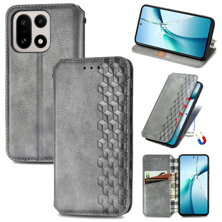 Cubic Grid Pressed Magnetic Leather Phone Case, For OnePlus 15, For OnePlus Ace 3 Pro