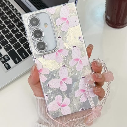 Plating Texture Butterfly Wristband TPU Phone Case with Glitter Lens Film, For Samsung Galaxy A36, For Samsung Galaxy S25 5G, For Samsung Galaxy S25+ 5G, For Samsung Galaxy S25 Ultra 5G