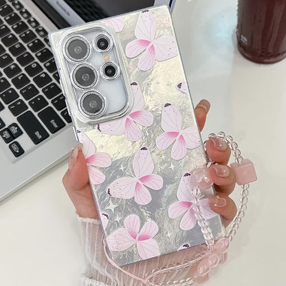 Plating Texture Butterfly Wristband TPU Phone Case with Glitter Lens Film, For Samsung Galaxy A36, For Samsung Galaxy S25 5G, For Samsung Galaxy S25+ 5G, For Samsung Galaxy S25 Ultra 5G