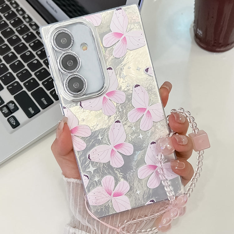 Plating Texture Butterfly Wristband TPU Phone Case with Glitter Lens Film, For Samsung Galaxy A25 5G, For Samsung Galaxy A54 5G, For Samsung Galaxy S23 Ultra 5G