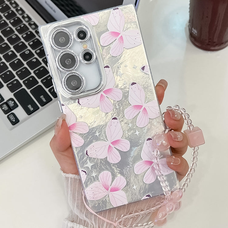 Plating Texture Butterfly Wristband TPU Phone Case with Glitter Lens Film, For Samsung Galaxy A25 5G, For Samsung Galaxy A54 5G, For Samsung Galaxy S23 Ultra 5G