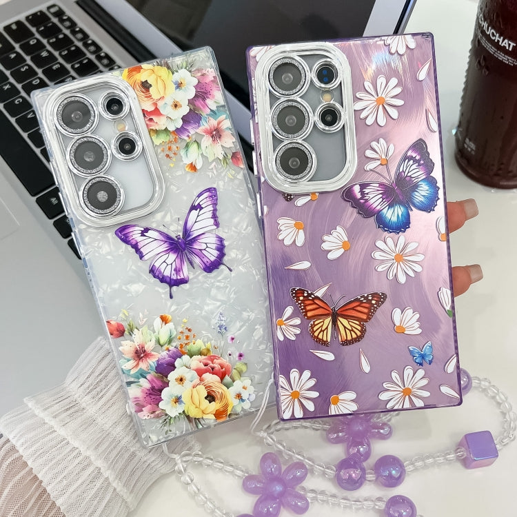 Plating Texture Butterfly Wristband TPU Phone Case with Glitter Lens Film, For Samsung Galaxy A25 5G, For Samsung Galaxy A54 5G, For Samsung Galaxy S23 Ultra 5G