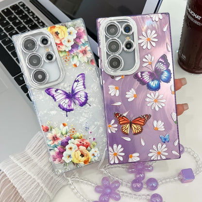 Plating Texture Butterfly Wristband TPU Phone Case with Glitter Lens Film, For Samsung Galaxy A25 5G, For Samsung Galaxy A54 5G, For Samsung Galaxy S23 Ultra 5G