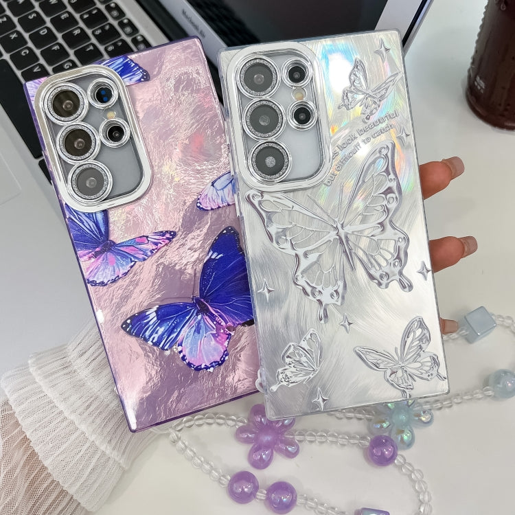Plating Texture Butterfly Wristband TPU Phone Case with Glitter Lens Film, For Samsung Galaxy A25 5G, For Samsung Galaxy A54 5G, For Samsung Galaxy S23 Ultra 5G