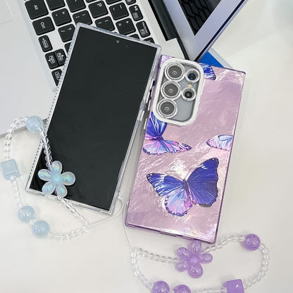 Plating Texture Butterfly Wristband TPU Phone Case with Glitter Lens Film, For Samsung Galaxy A36, For Samsung Galaxy S25 5G, For Samsung Galaxy S25+ 5G, For Samsung Galaxy S25 Ultra 5G