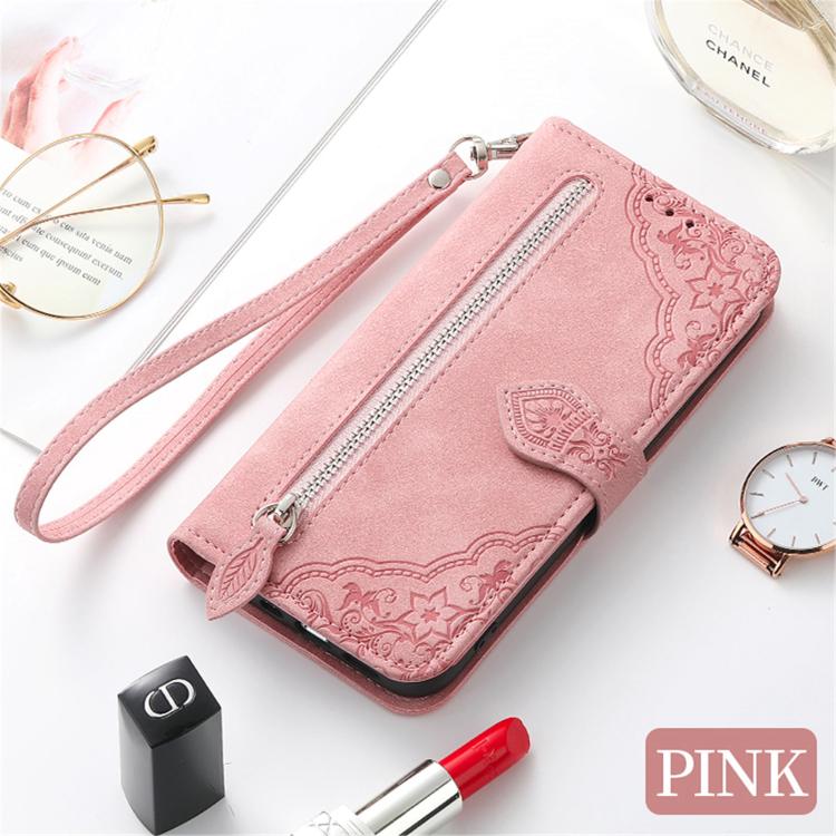Embossed Flower Zipper Leather Phone Case, For OnePlus 15, For OnePlus Nord 4, For OnePlus Ace 3 Pro