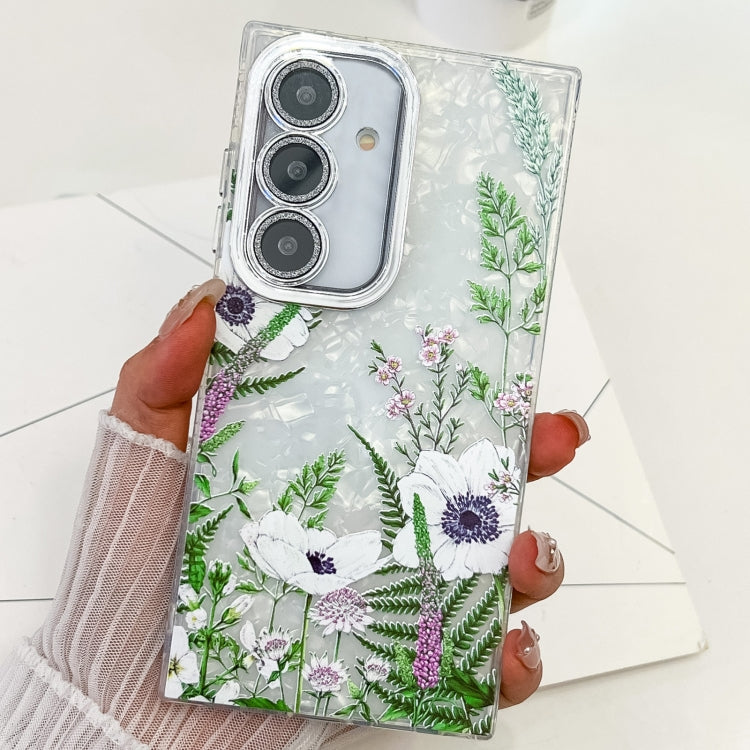 Electroplating Flowers Plants Texture TPU Phone Case, For Samsung Galaxy S25 5G