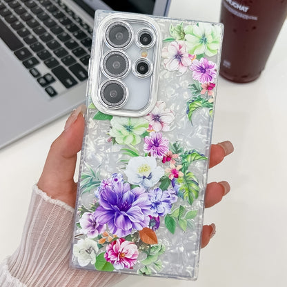 Electroplating Flowers Plants Texture TPU Phone Case, For Samsung Galaxy S25 Ultra 5G