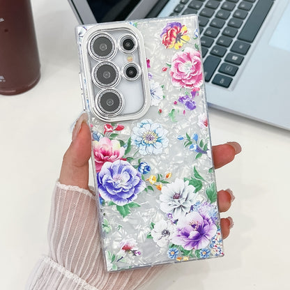 Electroplating Flowers Plants Texture TPU Phone Case, For Samsung Galaxy S25 Ultra 5G