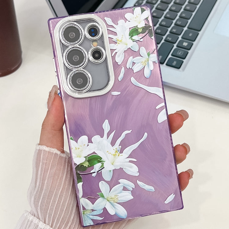 Electroplating Flowers Plants Texture TPU Phone Case, For Samsung Galaxy S25 Ultra 5G
