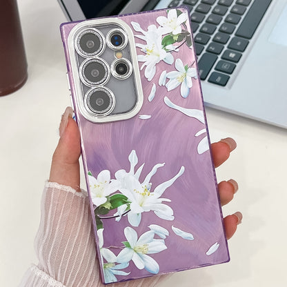 Electroplating Flowers Plants Texture TPU Phone Case, For Samsung Galaxy S25 Ultra 5G