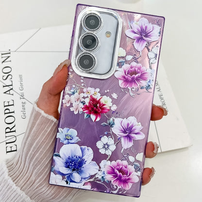 Electroplating Flowers Plants Texture TPU Phone Case, For Samsung Galaxy S24 FE 5G
