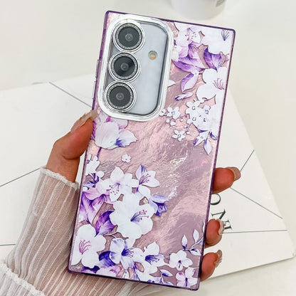 Electroplating Flowers Plants Texture TPU Phone Case, For Samsung Galaxy S24 FE 5G