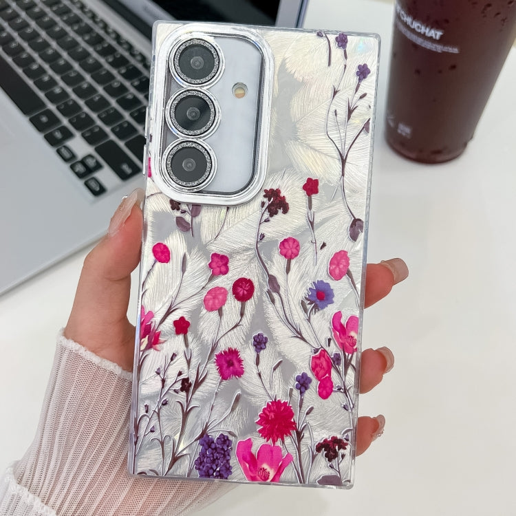 Electroplating Flowers Plants Texture TPU Phone Case, For Samsung Galaxy A55 5G