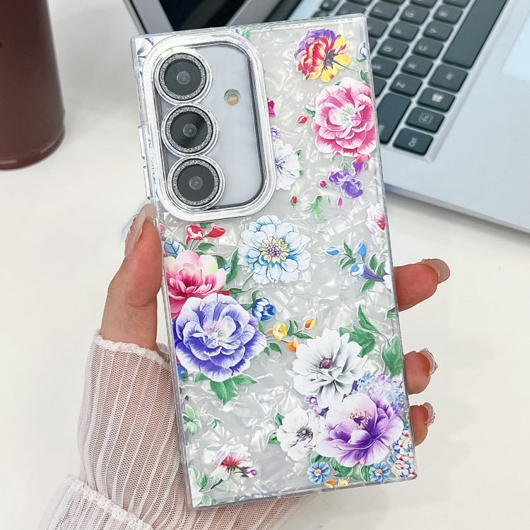 Electroplating Flowers Plants Texture TPU Phone Case, For Samsung Galaxy A55 5G