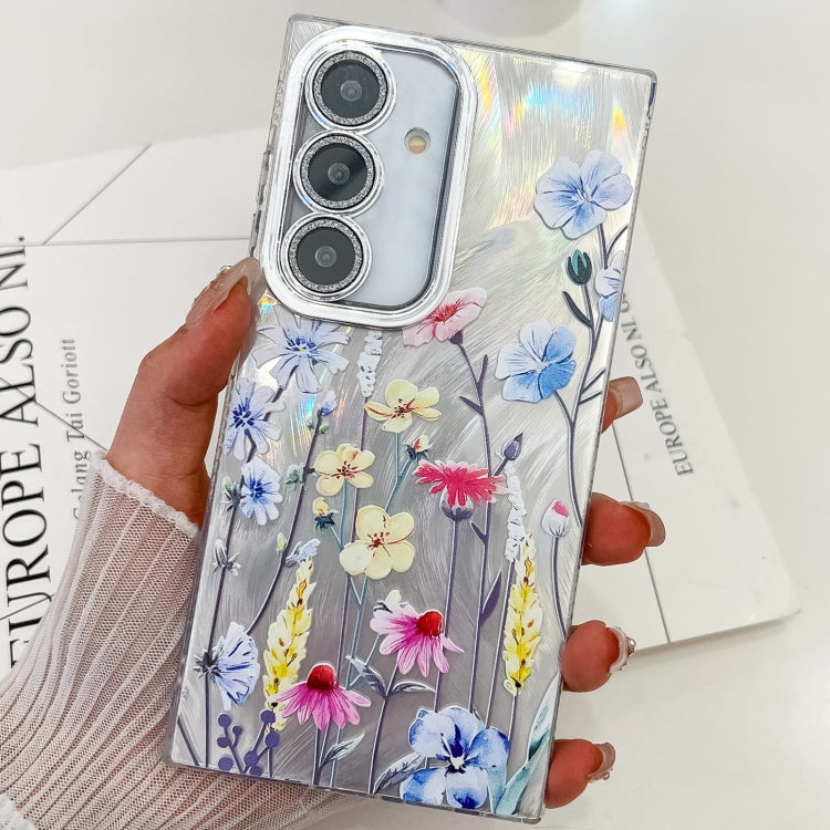 Electroplating Flowers Plants Texture TPU Phone Case, For Samsung Galaxy S24 5G